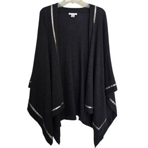 St. John Charcoal Grey Cape Poncho with Silver Trim